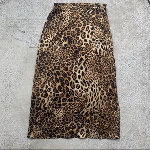 Forever 21 satin leopard midi skirt